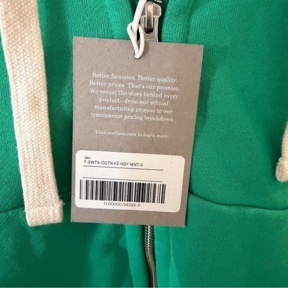 Everlane The Track Organic Cotton Hoodie Mint Green organic cotton small NEW - Picture 10 of 15